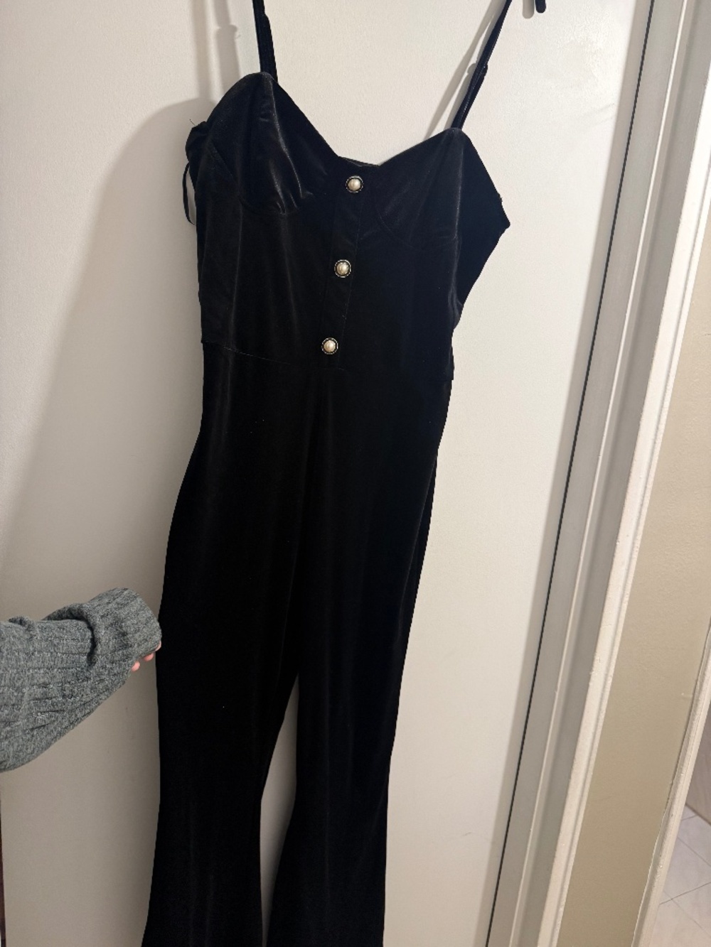 Black velvet jumpsuit
